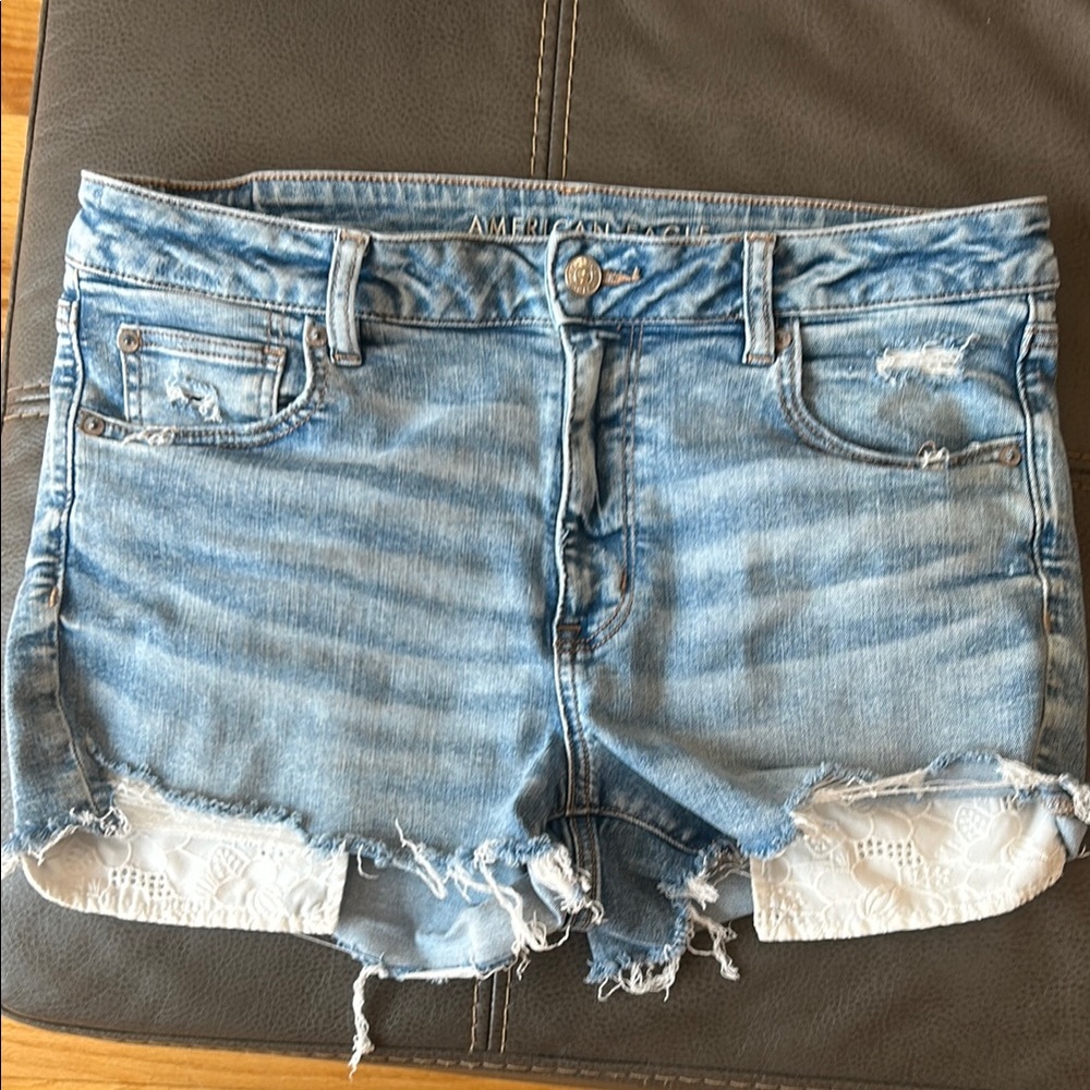 American Eagle Outfitters Blue Jean Shorts Distressed Cut-Off